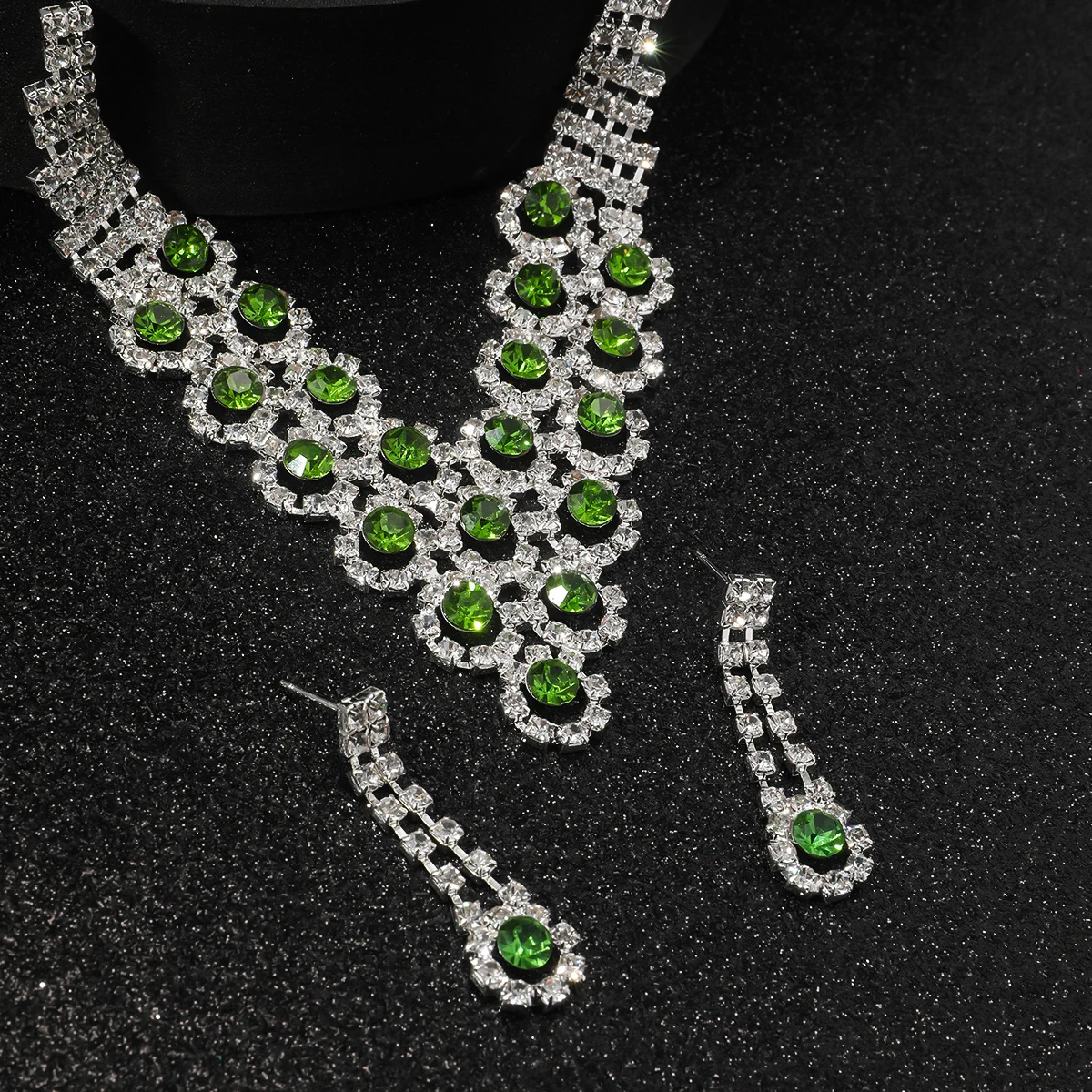 

Rhinestone Elegant Necklace Earrings Set Bridal Jewelry Gifts Wedding Party Accessories