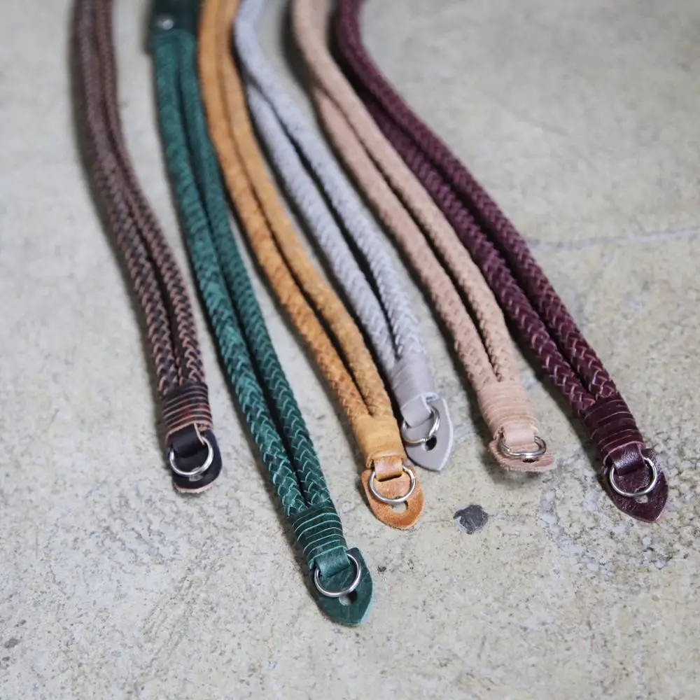 handmade eight-strand weaving process vintage leather camera shoulder strap