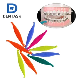 Dentask 50 Pcs Mixed Color Dental Orthodontic Disposable Elastic Placing Hook Elastomeric Ligature Tie Placer Tooth Care Tools
