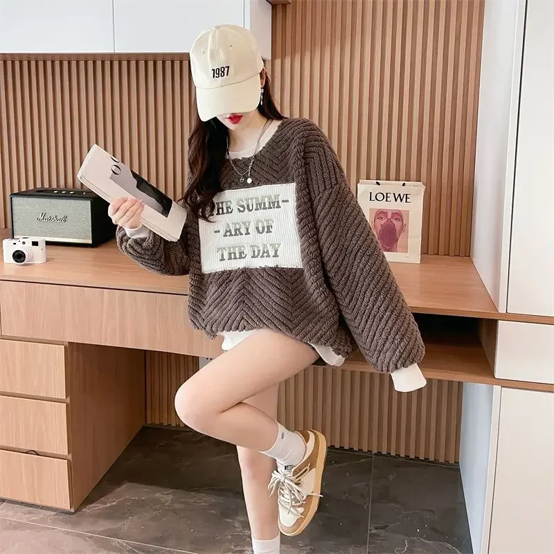 

Подходит для небольшого зродяга с толстым бархатным верхом и курткой, толстовка с капюшоном из овечьей шерсти для женщин, свободный новый стиль