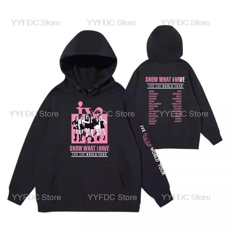 IVE Show What I Have Hoodies Women Men Korean Autumn Loose Sweatshirt Yujin Gaeul Wonyoung LIZ Rei Leeseo Print Hoodie For Fans