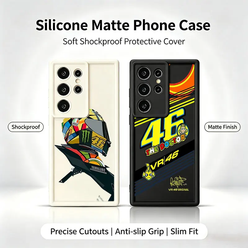 R-Rossies V-Valentinos 46 Silicone Phone Case For  Samsung Galaxy S26 S25 S24 S23 S22 Ultra Plus S21 S20 FE Shockproof Cover