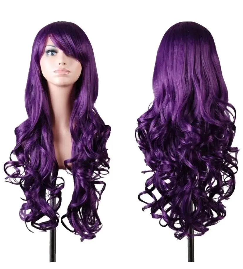 new EmaxDesign Wigs 32 Inch Cosplay Wig For Women With Wig CombDark Purple