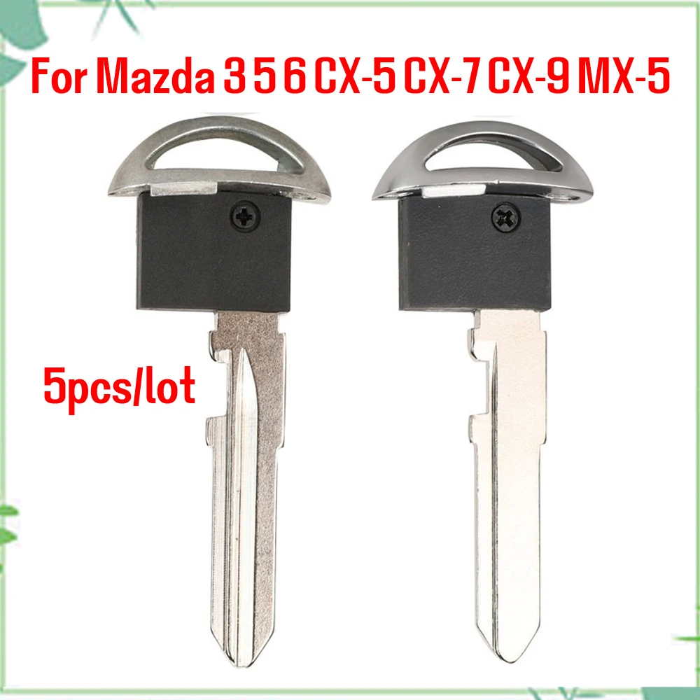 jingyuqin New 5pcs Car Key Uncut Blade Replacement For Mazda 3 5 6 CX-5 CX-7 CX-9 MX-5 Miata RX-8 2006-2013 Blank