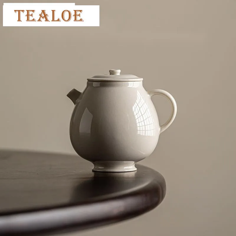 

120ml Chinese Handmade Grass Wood Gray Ceramic Teapot Creative Pot Tea Brewing Kettle Kung Fu Tea Tea Services Decoration Gifts