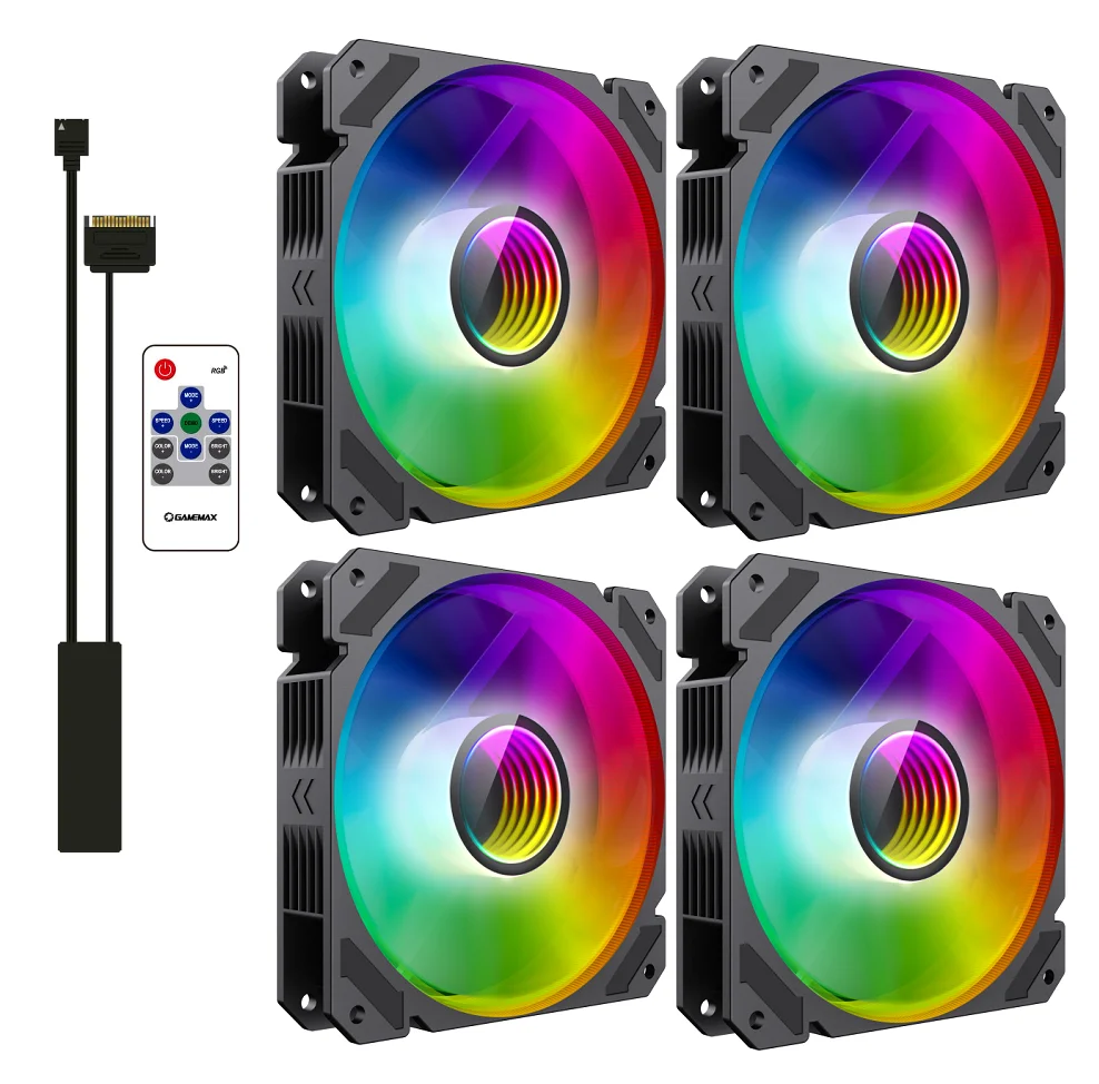 Kit 4 Fan Cooler Argb Rainbow-c9 + Gamemax Controller