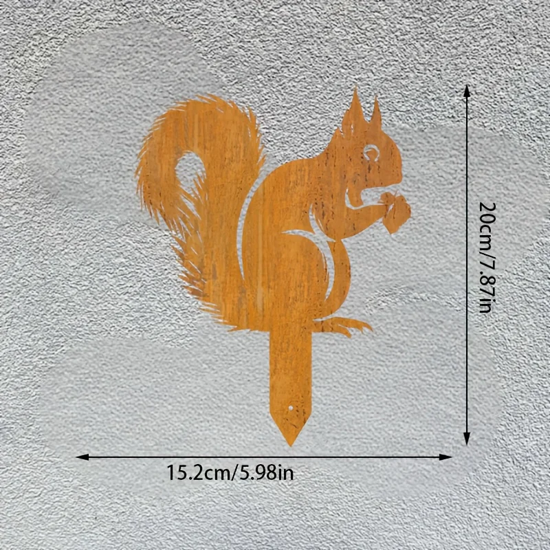 Vintage Rusty Iron Squirrel Garden Decorations - Cute Squirrels Eating Food, Perfect for Farmhouse Yards, Suitable for Outdoor and Indoor Use, Ideal for Christmas and Birthday Gifts - Sturdy Metal Design (No Power Required) - Natural Gift