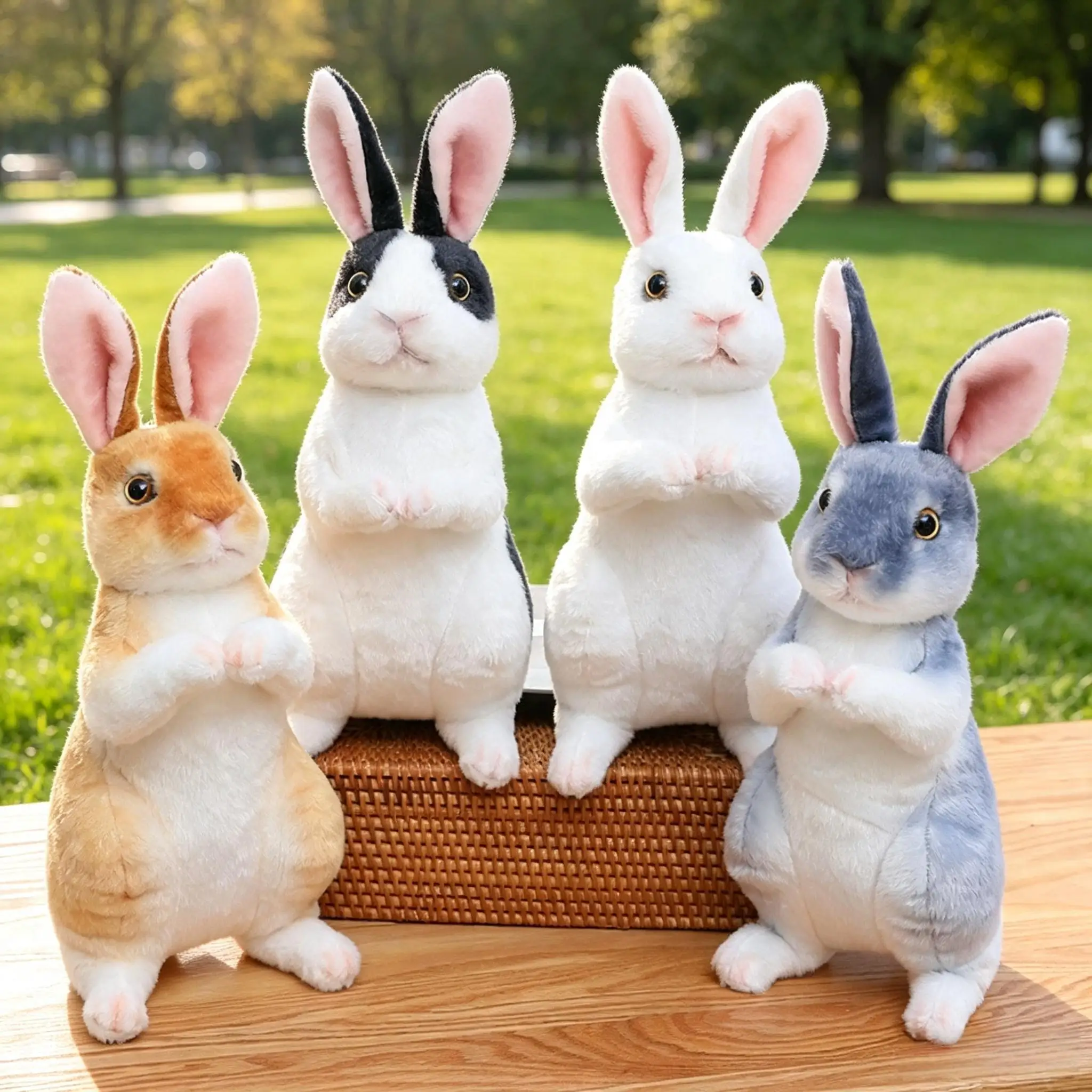 Simulation Cute Rabbit Plush Doll Realistic Soft Stuffed Animal Pillow Sitting Standing Posture Decor Birthday Gift Kid Boy Girl