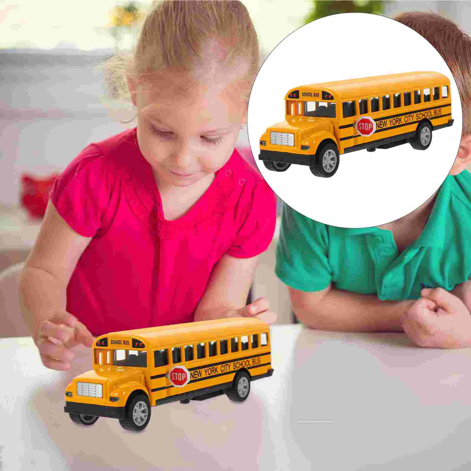 

Mini School Bus Toy Children Educational School Bus Model Toddler Pull Back Car School Bus Toys Push and Go Toy