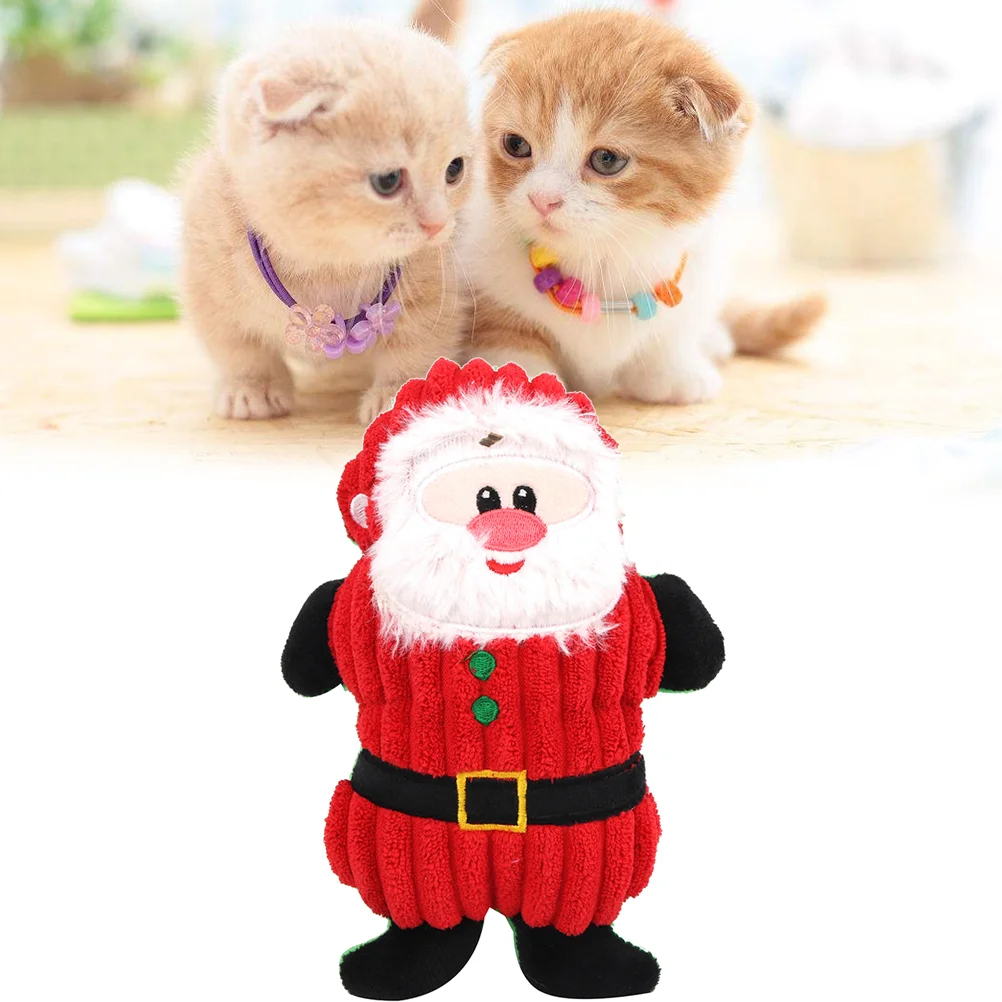 

Lovely Plush Santa Claus Design Dog Toy Puppy Chew Squeak Sound for Small Dogs Pet Cats Toys Sound Toys