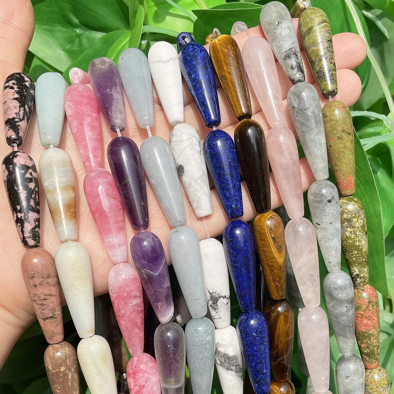 Natural Genuine Stone Beads Water Drop Lapis Lazuli Howlite Angelite Amethysts Jades Loose Beads for Jewelry Making DIY Bracelet