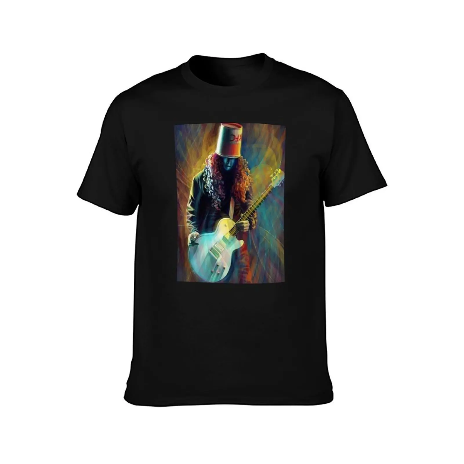 Buckethead art guitar T-Shirt Summer Casual Cotton Tee Oversized Streetwear Tops Vintage Graphic Print Unisex Men Women
