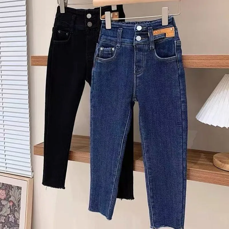 

Girls' Pencil Jeans Spring and Autumn 2026New Style Children's Elastic Slimming Small Leg Pants Girls' High Waist Tight Trousers