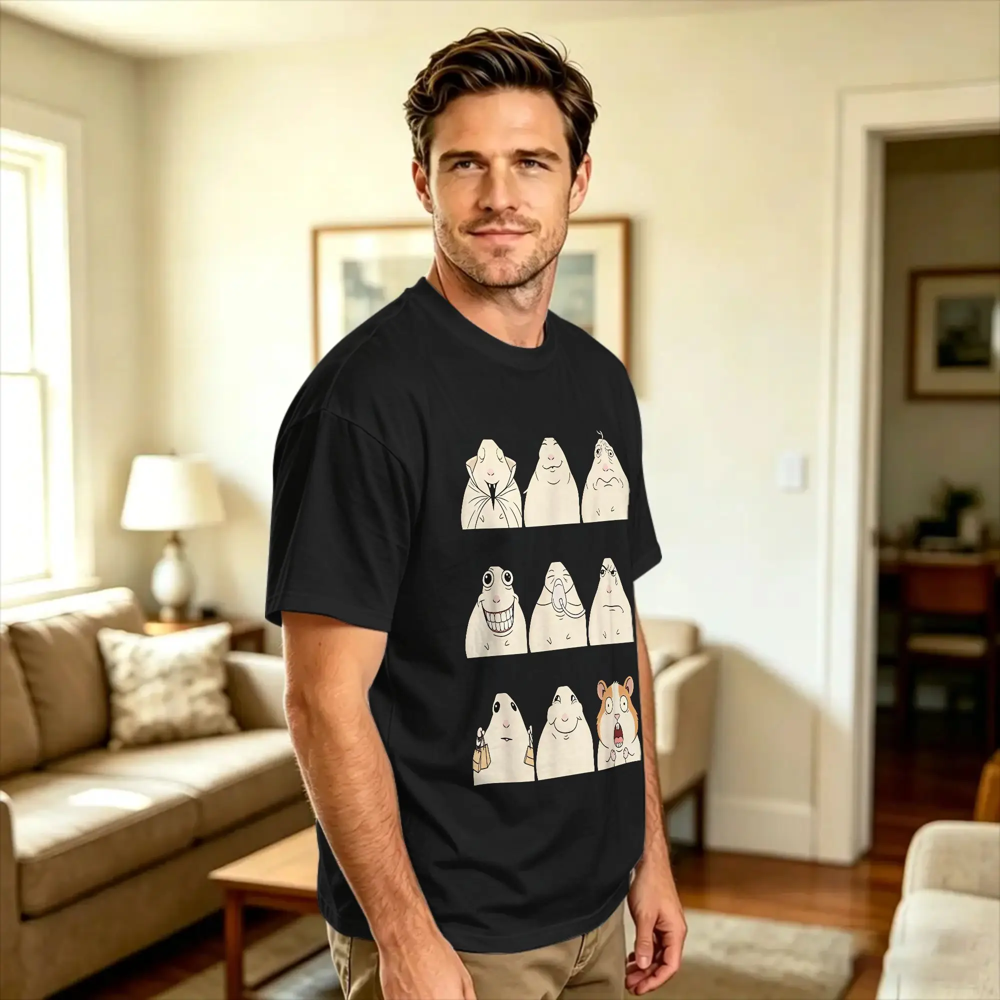 Hamster Reaction Meme T Shirt Summer  Streetwear T Shirts Cotton Leisure Tee Shirt For Men Design Tees