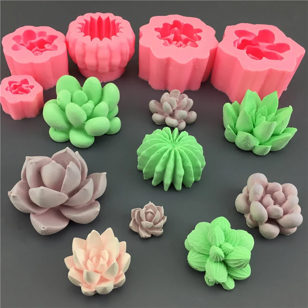 

1PC Succulent Cactus Silicone Mold Chocolate Cake Fudge Mousse Gypsum Aromatherapy Candle Drop Glue Decoration Tool