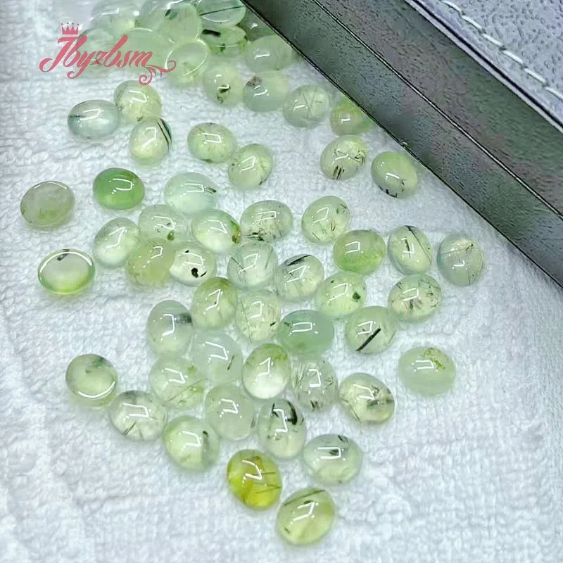 8x10mm Natural Green Prehnite Cabochon Dome Stone Beads For Pandandt Earring Bracelets Ring DIY Beads Jewelry Making 5pcs