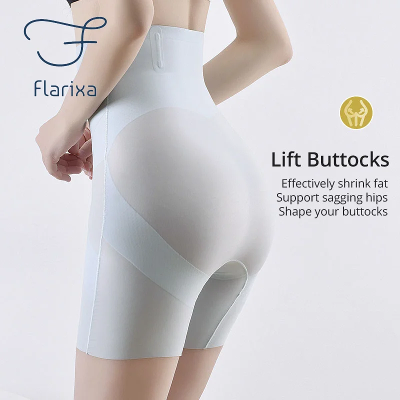 Flarixa Body Shapers Women Ultra Thin Ice Silk Safety Shorts Cross High Waist Flat Belly Panties Postpartum Slimming Underwear