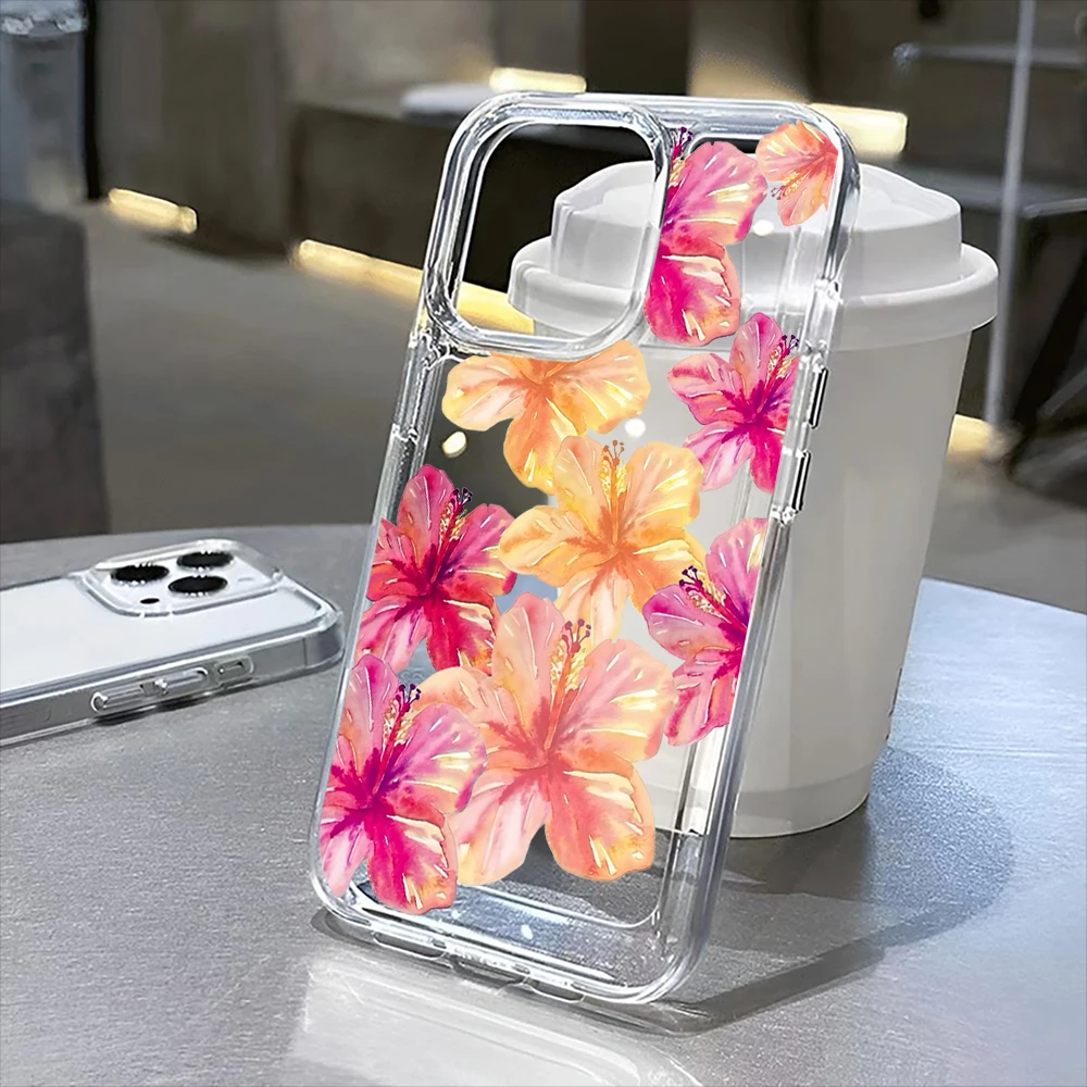 

Прозрачный чехол с цветком для iPhone 16Pro Max 16Pro 16Plus 16 15 Pro Max 15Pro 15 13 13Pro 14 12 11Pro Max Plus