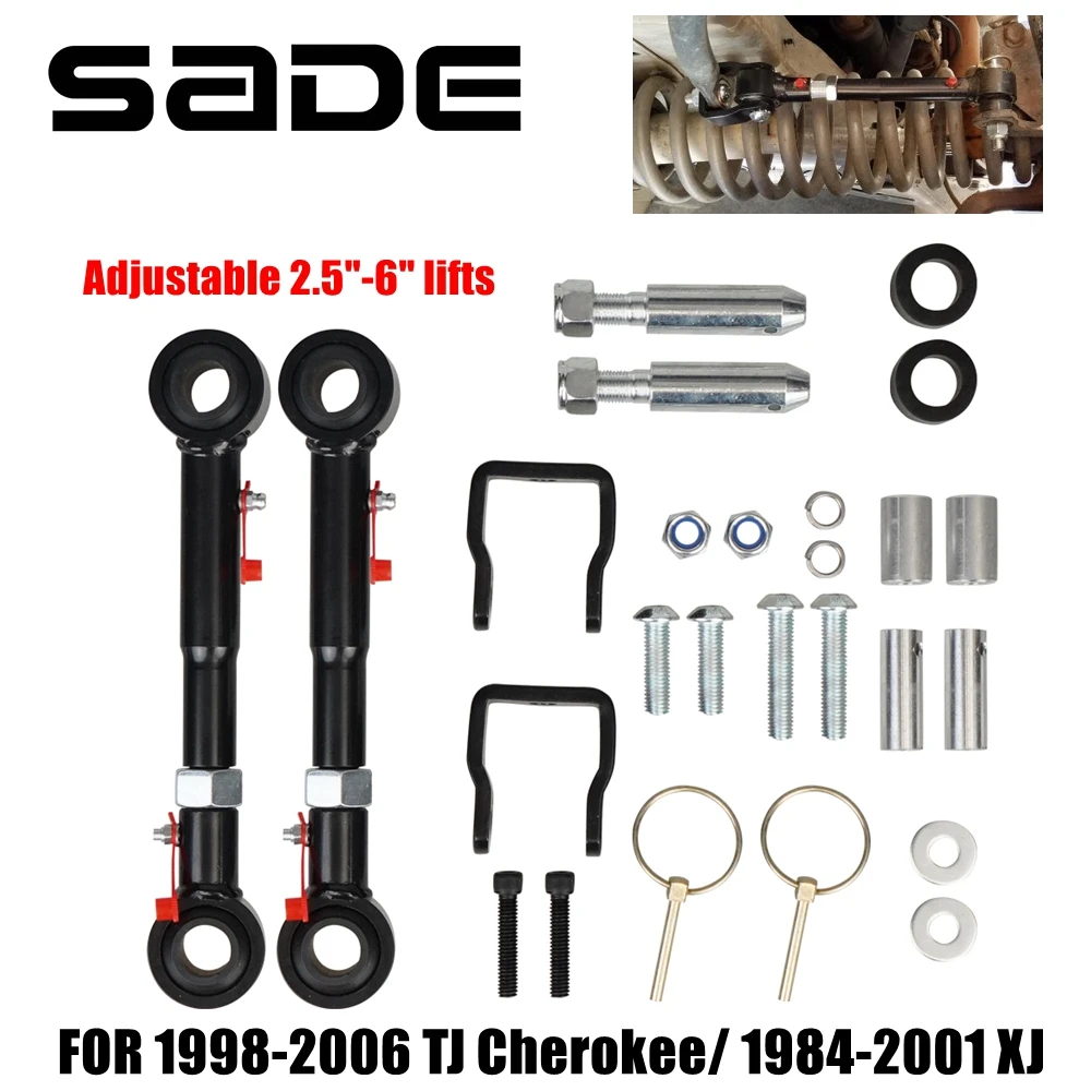 Adjustable Front Swaybar Quicker Disconnect Connecting Rod For Wrangler 1998-2006 TJ Cherokee 1984-2001 XJ With 2.5\