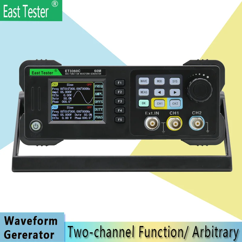 

East Tester Mini Dual Channel Function/Arbitrary Waveform Generator Signal Source ET33C 20Mhz 40Mhz 60Mhz Frequency Meter