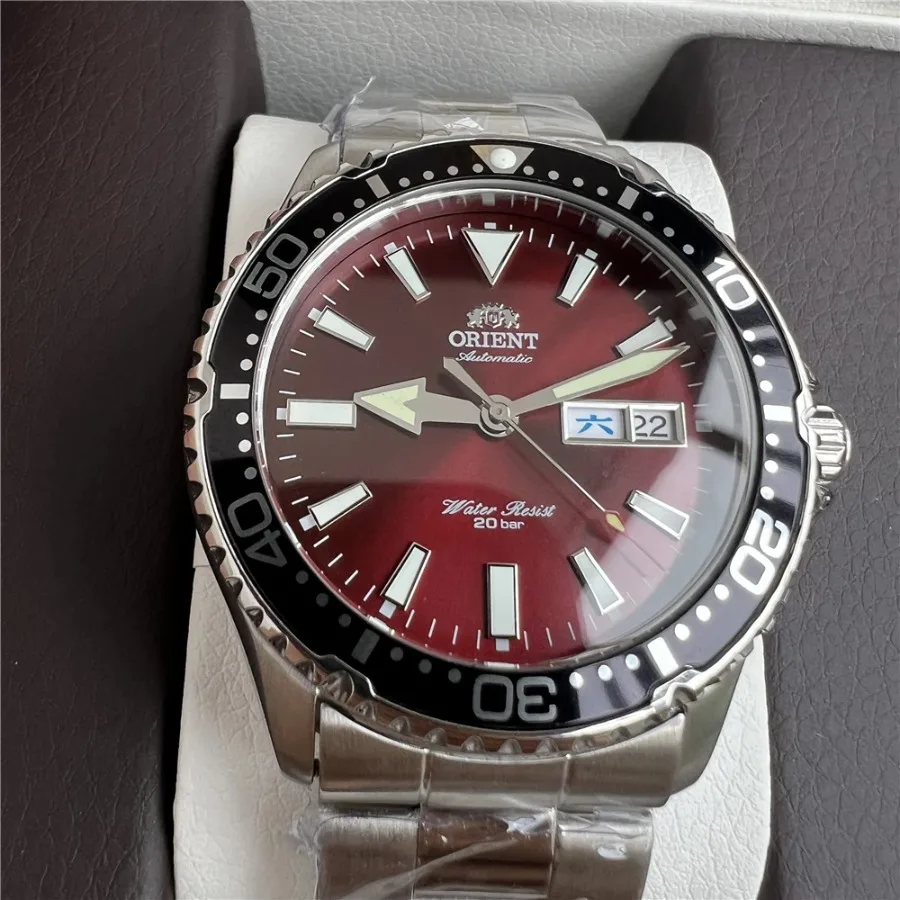 Orient Double Lion ساعة ميكانيكية أوتوماتيكية بالكامل للرجال ساعة شبح المياه الخضراء ساعة غوص رجالية أصلية مستوردة 1:1