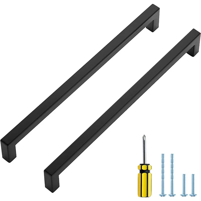 10 Pack Square Cabinet Pulls 10 Inch Black Kitchen Cabinet Handles Matte Black Kitchen Hardware for Cabinet Black Drawer Pulls