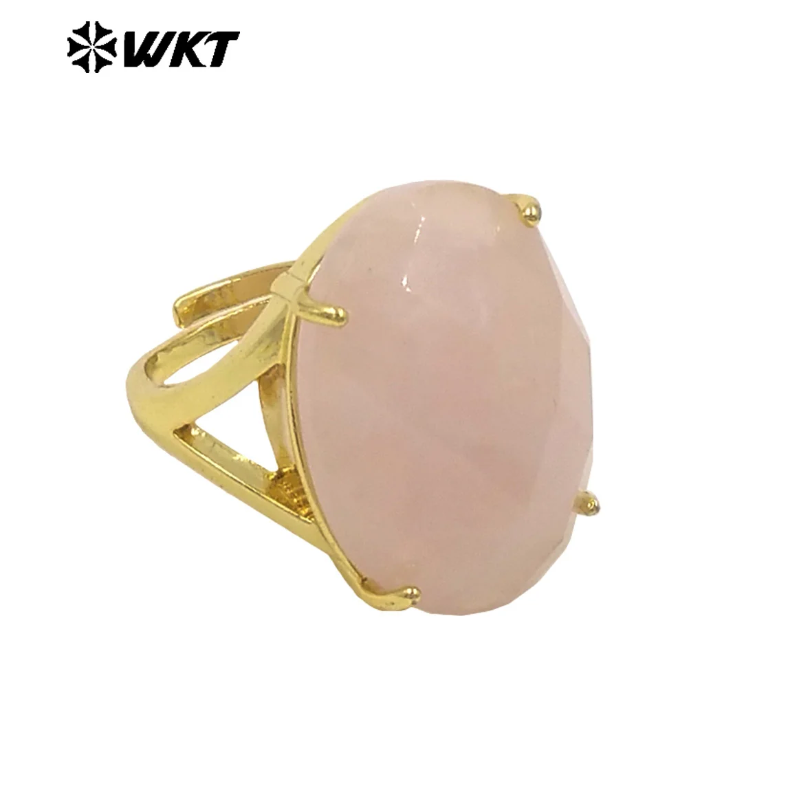 

WT-R604 Smooth Fine Oval Shape Gemstone With 18k Gold Plated Blackobsidian Stone Rings For Women Party Jewelry Decorated