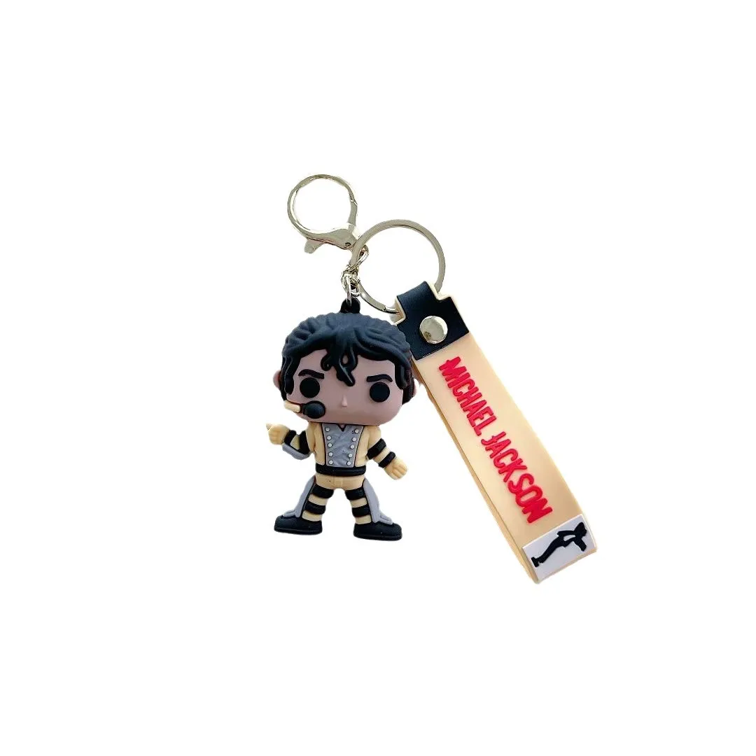 Creative King of Dance Michael Jackson Keychain Handmade Key Ring Holder Pendant Key Chains Men's and Women's Bag Accessories