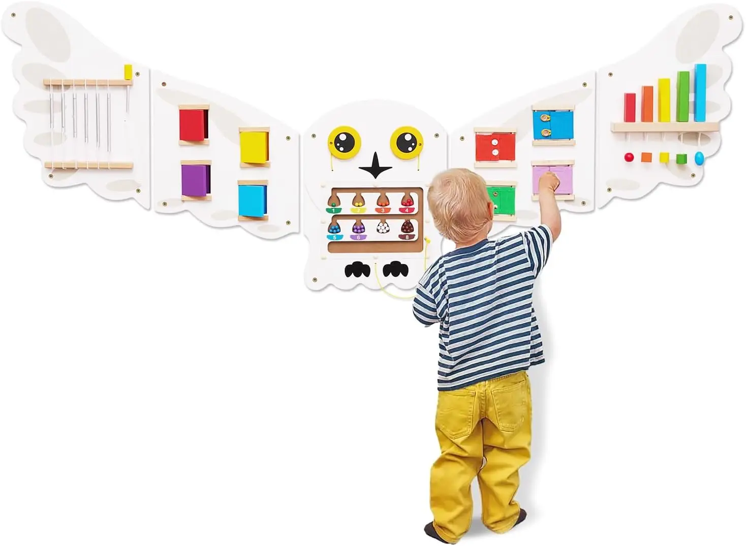 

Развивающая сенсорная доска Монтессори «Сова» для малышей, деревянная игровая панель для детей от 6 месяцев, развивающая игрушка для детской комнаты D