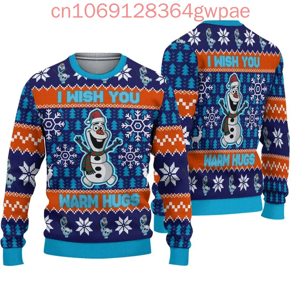 Disney Frozen Elsa Olaf Christmas Sweater Men's Women's 3d Print Ugly Sweater Disney Elsa Princess Ugly Christmas Sweater Tops