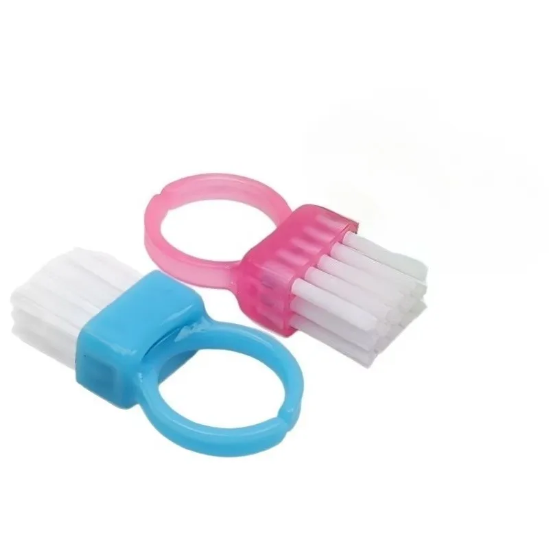 12 pcs Portable Nail Brush, Portable Finger Loop Design and Soft Fine Bristles, ideal for Jewelry Cleaning, Random Color
