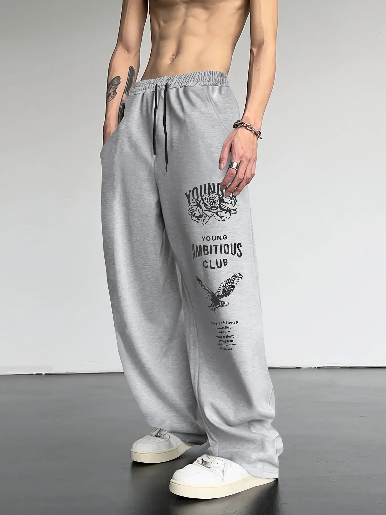 Pant Men 2026 Casual Spring/Autumn Straight-Leg Sweatpants Wide-Leg Elastic Waist Sportswear Pants Men's Clothing