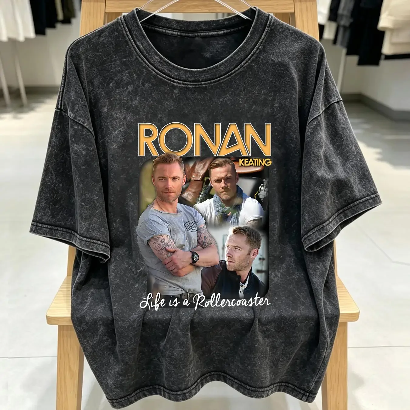 washed T Shirt Ronan Keating Official Homage Size S 5XL For Fan vintage Washed Slightly streetwear Casual Top For Everyday Wear