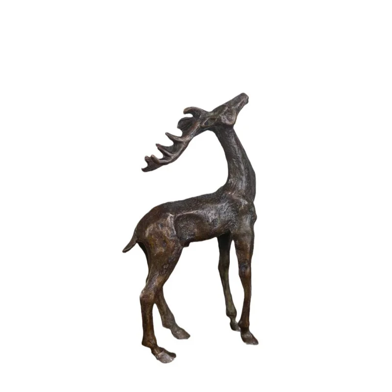 A with you, auspicious plum blossom , fortune deer, home ceremony tea art ornament, desktop piece, copper-plated an