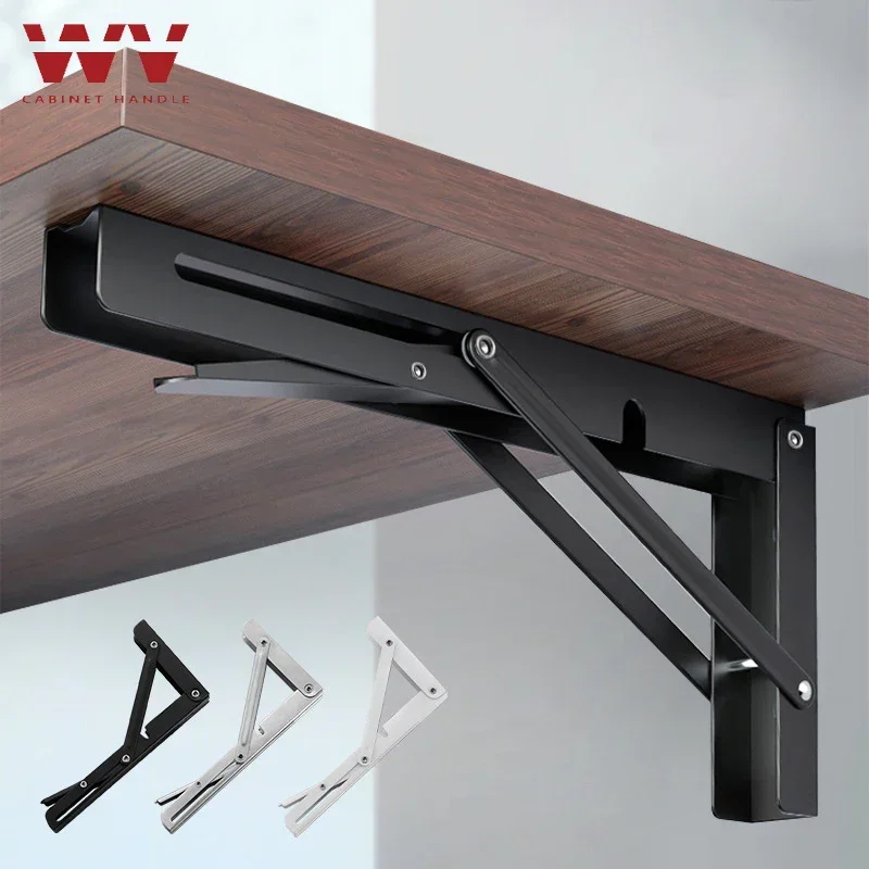 Soporte de ángulo plegable ajustable, estante triangular de alta resistencia de 8-16 pulgadas, montado en la pared para muebles