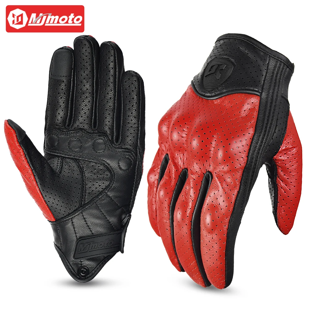 Real Leather Motorcycle Gloves Men Women Full Finger Guantes Moto Motorbike Motorcross ATV Motor Gloves Yellow