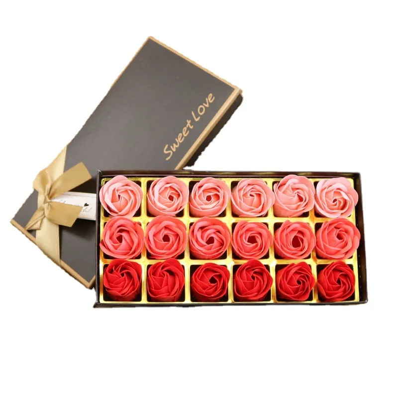 Rose petal bath soap set in a gift box