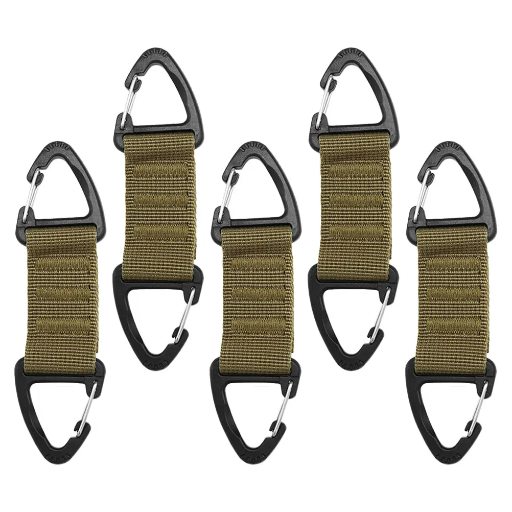 

5pcs Carabiner Keychain Camping Buckle Nylon Webbing Outdoor Backpack Clip Water Bottle Strap Heavy Duty Triangle Hook Portable