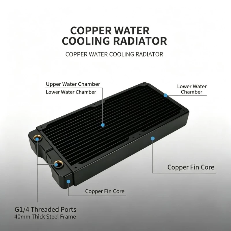 280mm 40MM Thick Copper Radiator - High-Efficiency Cooling Heat Exchanger for DIY Custom Loop PC Water Cooling