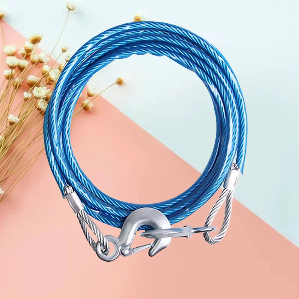 

1Pcs Eagle Hook Hauling Rope 4m Thicken Fluorescent Car Trailer Cable Secure Forged Iron Hook Sturdy Steel Wire Car Winch Rope