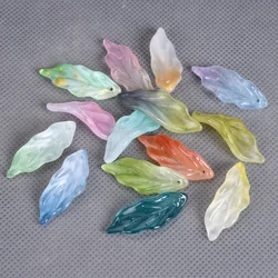 10pcs Long Leaf Shape Petal 34x12mm Handmade Lampwork Crystal Glass Loose Pendants Beads for Jewelry Making DIY Crafts Findings