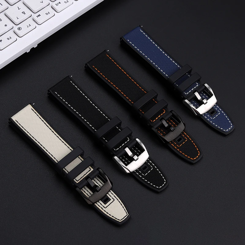 Rubber Sole PU Plaid Surface Watch Strap For Tissot 1853 Black Knight T125617 T116 Men's Watchband 22mm Quick Release Bracelet