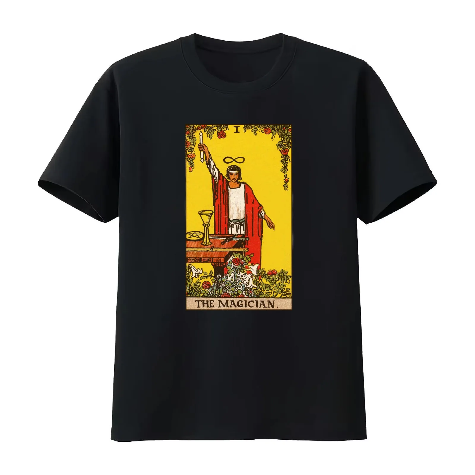 Tarot Card The Magician Card Major Arcana Card One 1 T-Shirt Summer Casual Cotton Tee Oversized Streetwear Tops 100% Cotton