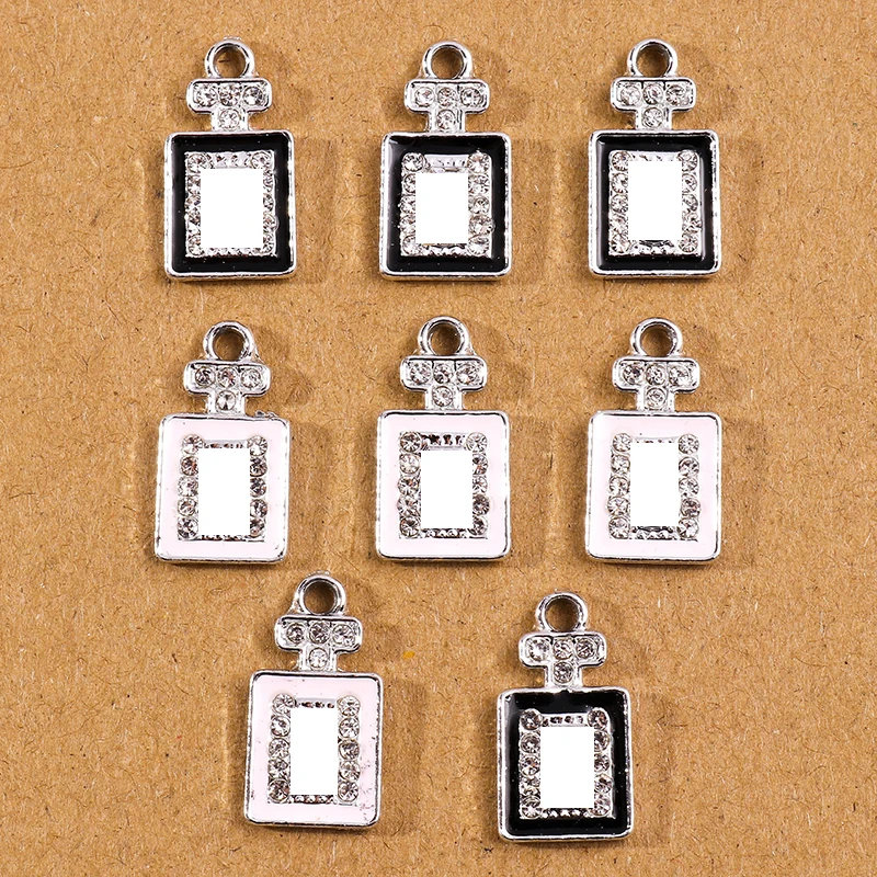 10pcs 20*11mm Cute Enamel Crystal Perfume Bottle Charm Pendants for Necklace Earrings DIY Jewelry Making Accessories Findings