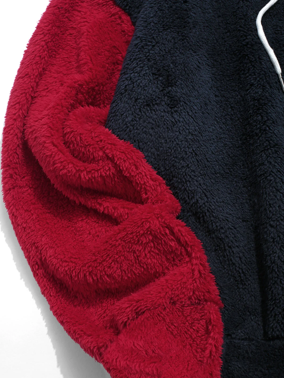 ZAFUL Color-blocking Splicing Fuzzy Fleece Pullover Hoodie