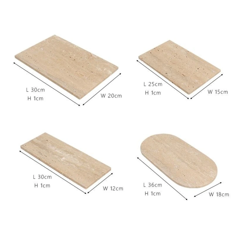 30x20x1 CM Vintage Beige Travertine Natural Marble Stone Tray Rectangle Household Storage Flat Accessories