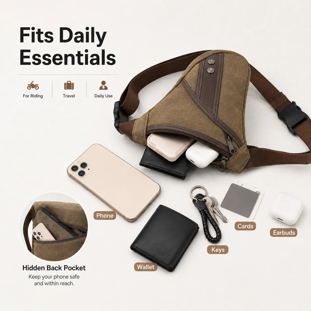Men Canvas Drop Leg Bag Military Motorcycle Waist Fanny Pack Multi-purpose Crossbody Hip Bum Shoulder Bag - view 3