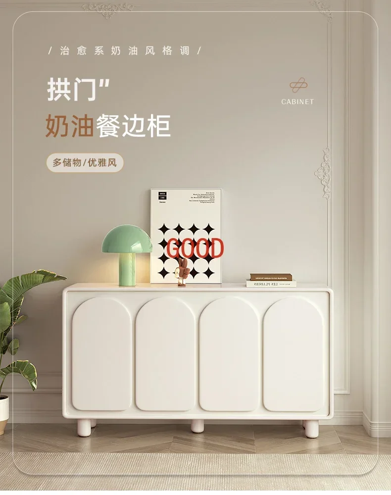 Cream Style Sideboard Storage Cabinet White Cupboard Locker Half Height Tea Cabinet Wine Cabinet