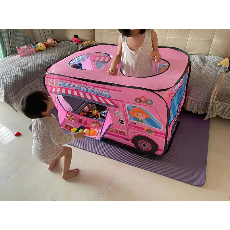 1pc Game House Play Tent Fire Truck Police Bus Foldable Pop Up Toy Playhouse Child Toy Tent Ice Cream Firefighting Model House