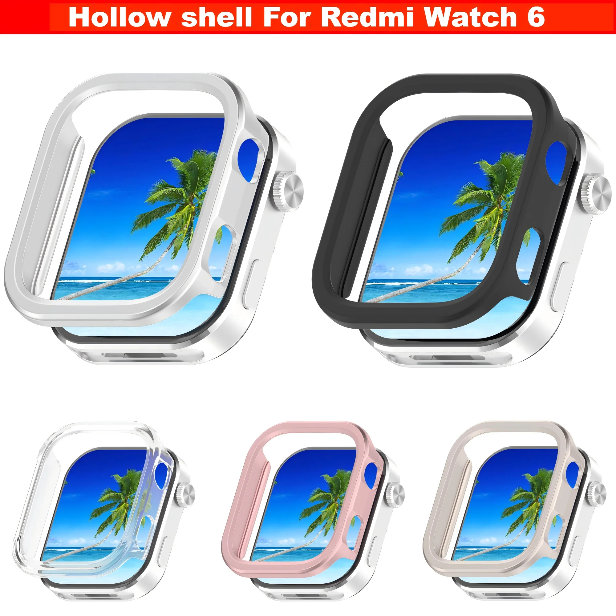 PC Hollow shell For Redmi Watch6 smart watch case Bumper For Redmi Watch 6 case cover Watch frame protector accessories